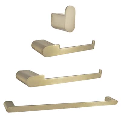 4-Piece Bathroom Accessory Set in Brushed Gold
