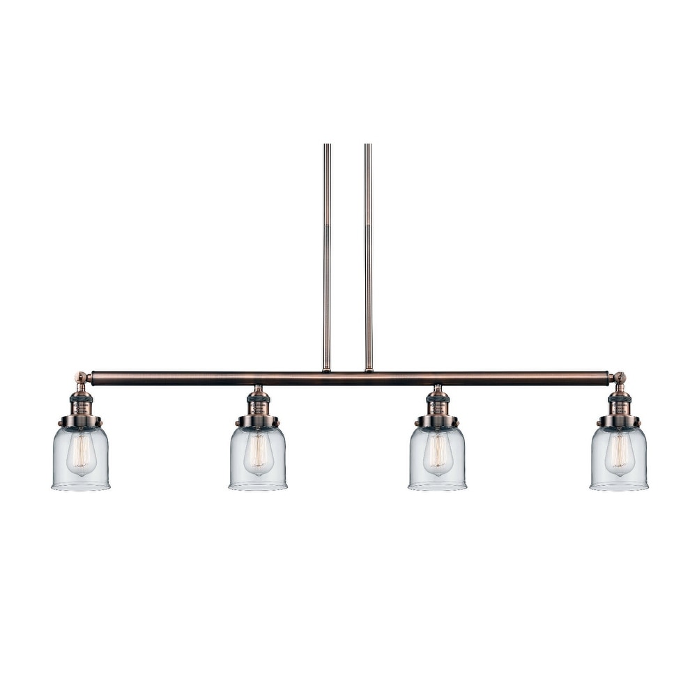 Innovations Lighting 214-S Small Bell  Small Bell 4 Light 50" Wide Linear Chandelier (Polished Chrome / Silver Plated Mercury) - Chandeliers For Bedrooms by Overstock.com