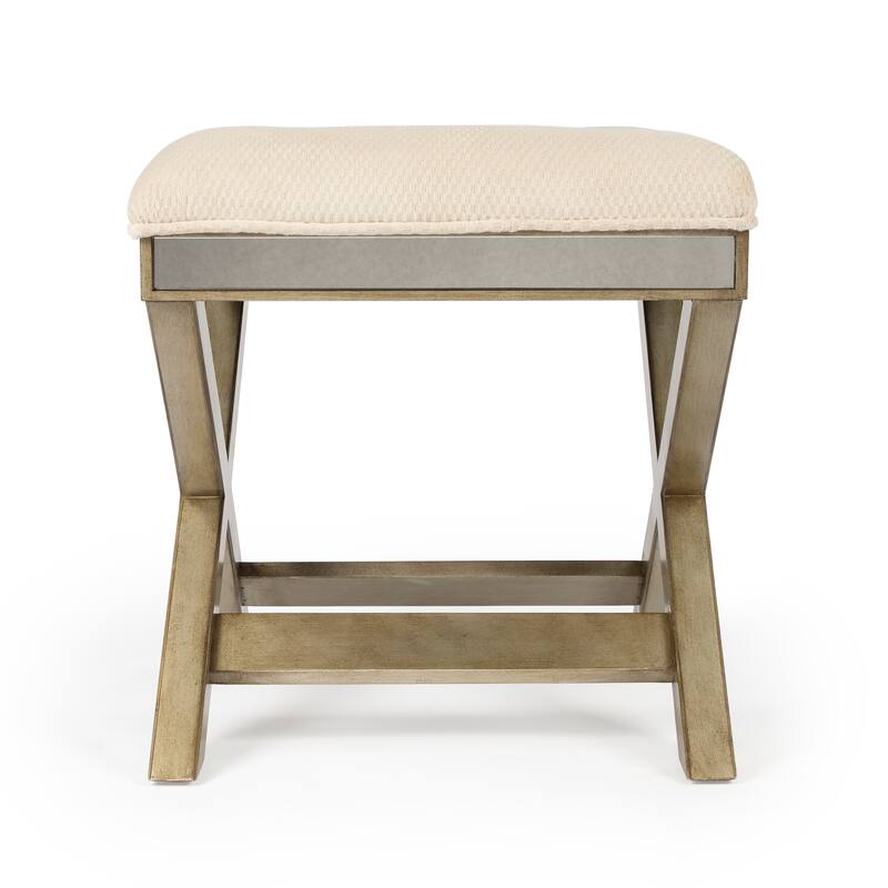 Handmade Antique Mirror-Legged Vanity Stool