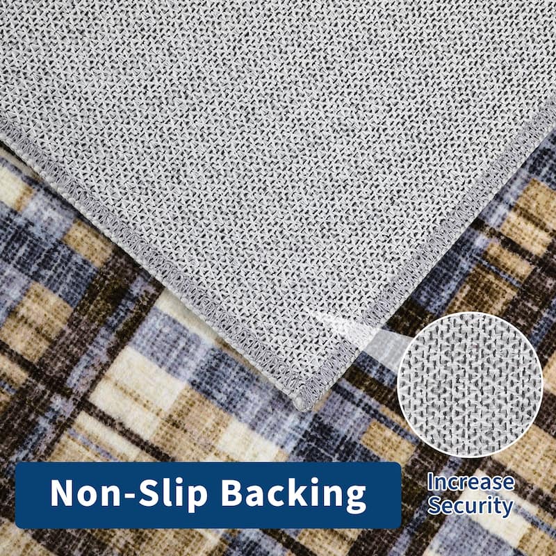 Garvee Timeless Check Washable Area Rug