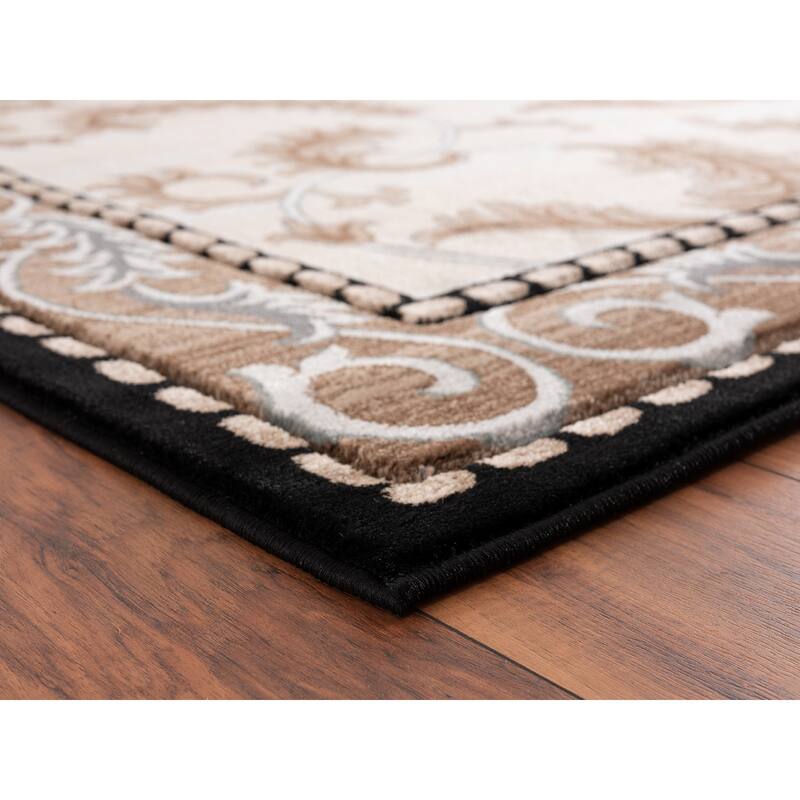 Glamour Cream/Black Polypropylene Area Rug