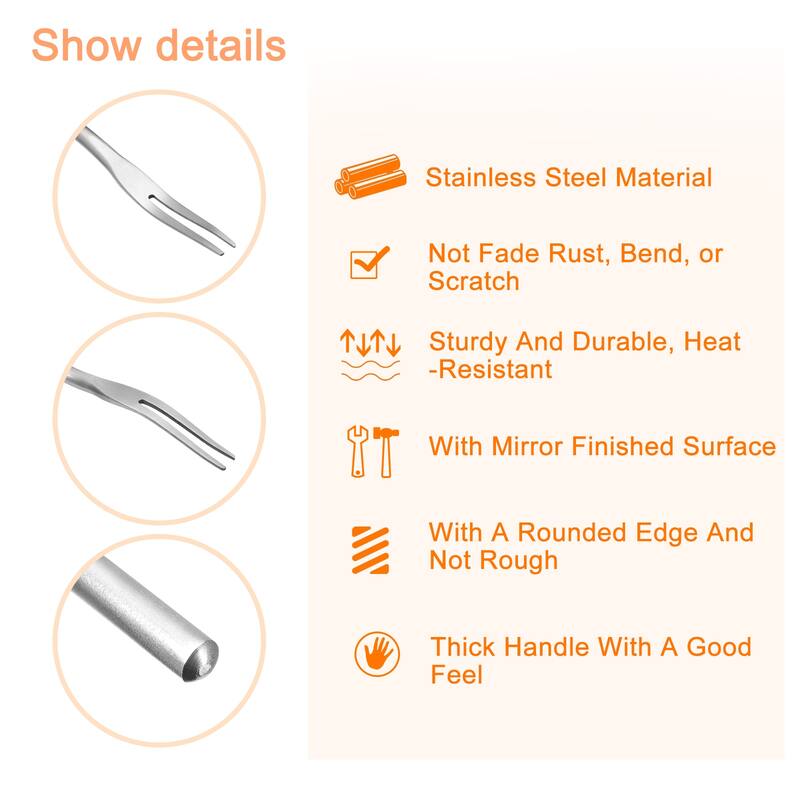 2Pcs Stainless Steel Fruit Forks, 5.12" Salad Fruit Tasting Forks for Birthday - Silver Tone