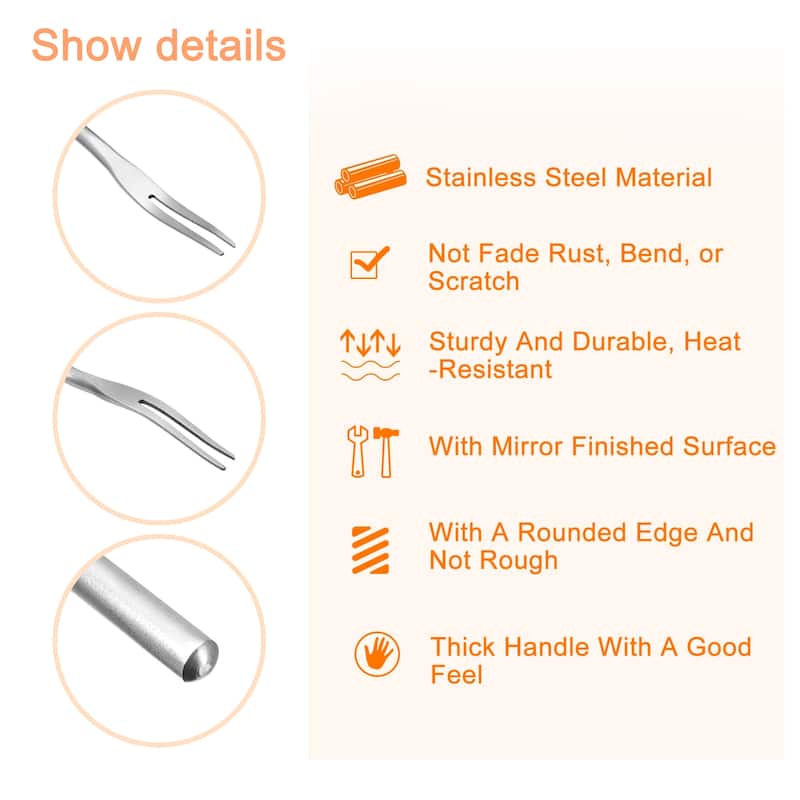 2Pcs Stainless Steel Fruit Forks, 8.66" Salad Fruit Tasting Forks for Birthday - Silver Tone