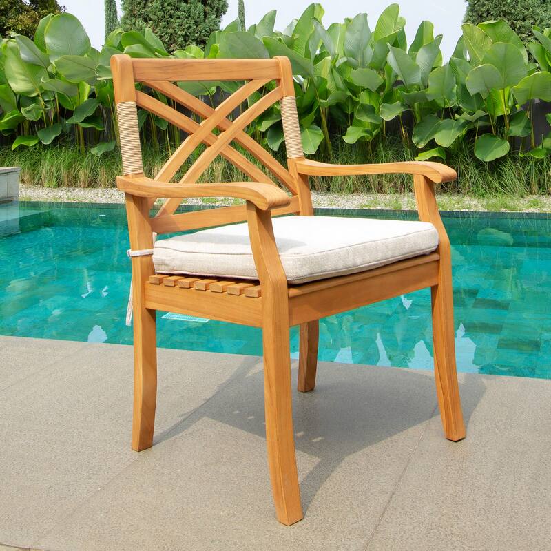 Cambridge Casual Carmel 3-Piece Teak Patio Conversation Set with Wicker-Accent Chairs