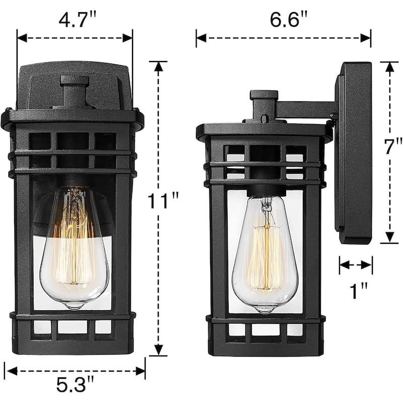Outdoor Wall Lantern, Exterior Light Fixture Wall Mount with Clear Glass Shade