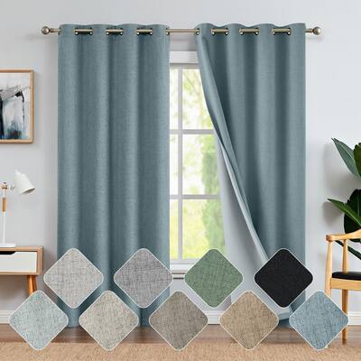 80% Blackout Curtains for Bedroom, Linen Textured Curtains 84 Inch Length 2 Panels Set, Thermal Insulated Drapes