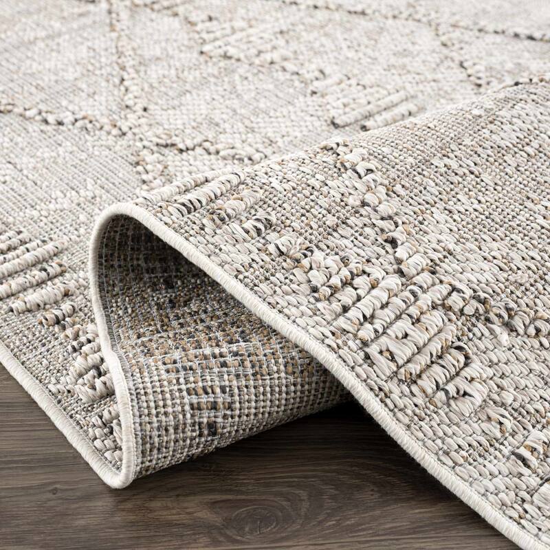 Hauteloom Butch Living Room, Bedroom Patio Outdoor Area Rug - Farmhouse - Taupe,Beige - 2' x 3'