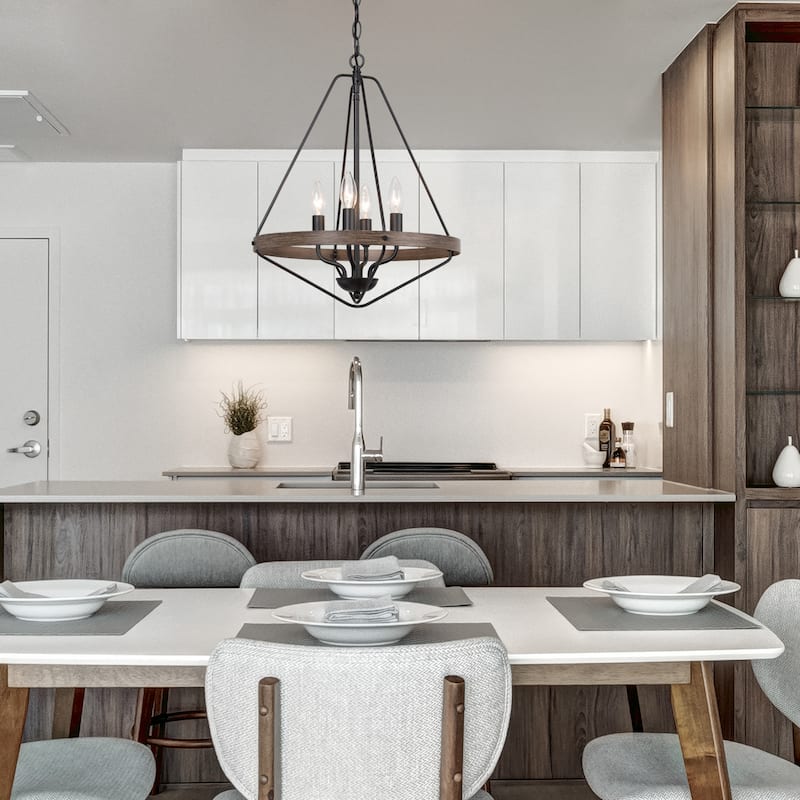 Farmhouse 4-Light Lantern Chandelier Kitchen Island Lights - L 15.5"x H 20"