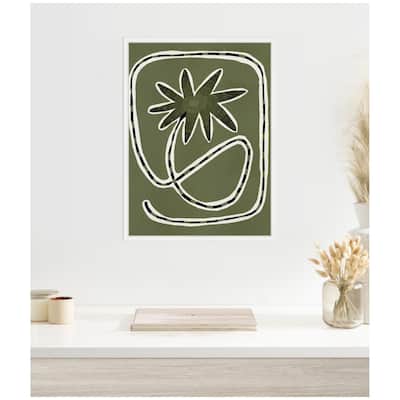Kate and Laurel Sylvie Delicate Bloom 18 Framed Canvas by Shatha Al Dafai
