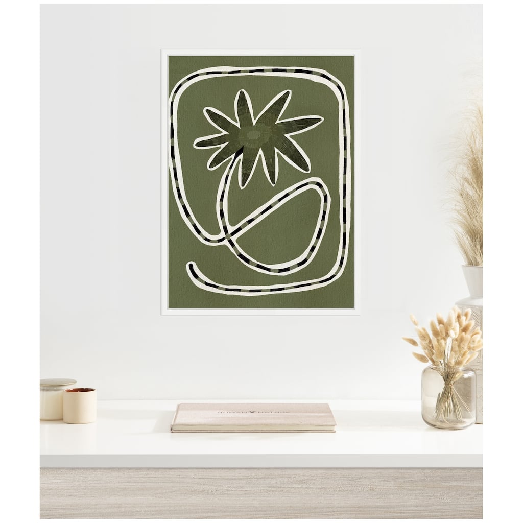Kate and Laurel Sylvie Delicate Bloom 18 Framed Canvas by Shatha Al Dafai