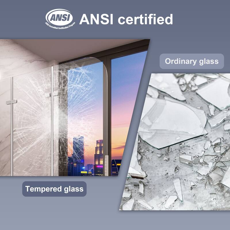 QuivaraView Tri-Foldable Tub Door Bathtub Screen with Tempered Glass in size 51" W x 59"H - 51*59