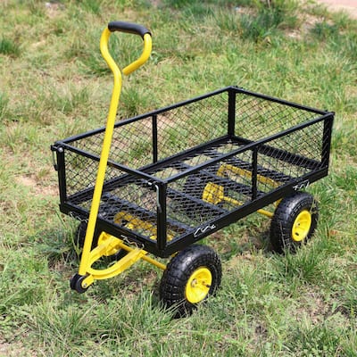 Multifunctional Garden Cart with Removable Side Panels, 550LBS Capacity