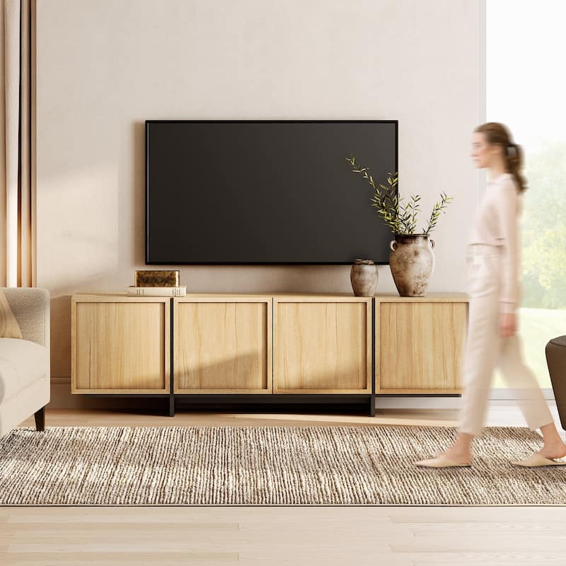 WAMPAT Modern TV Stand and Sideboard Buffet Cabinets Set of 2, Entertainment Center with Storage, Multifunctional Cabinet