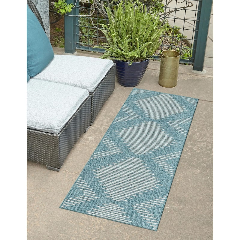 Outdoor Ucul Collection Area Rug - Light Aqua - 2'x5'
