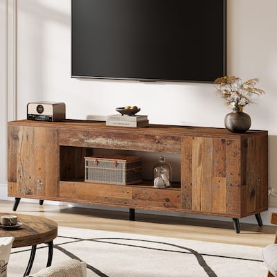 63" Farmhouse TV Stand with Drawers for Living Room, Rustic Brown - 62.99” L x 15.74” W x 23.62” H