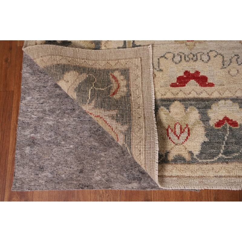 Vegetable Dye Oushak Turkish Area Rug Handmade Beige Wool Carpet - 8'1" x 9'10"