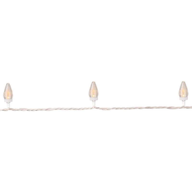 LED C9 Christmas Lights - Warm White - 16' White Wire - 25ct