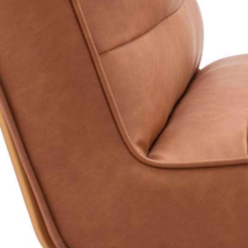 HomeRoots 25" Brown And Gold Faux Leather And Faux Leather Tufted Arm Chair - 25.2 in. x 32.7 in. x 31.1 in.