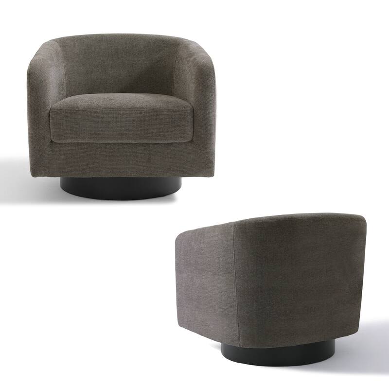 2 Set Modern Wide Round Swivel Accent Barrel Chairs