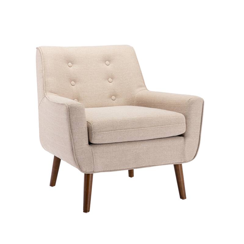 Porthos Home Pola Accent Chair, Tufted Fabric Upholstery, Wooden Legs