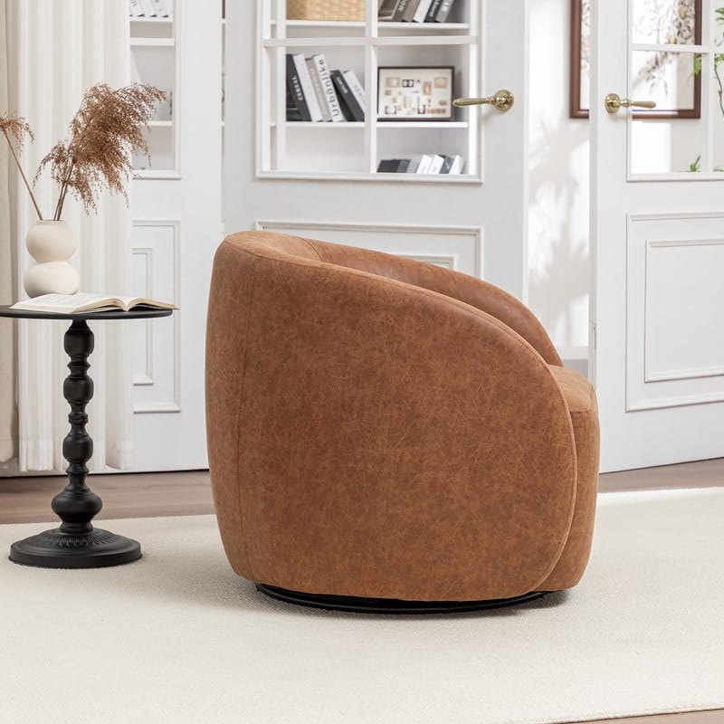 SEYNAR Modern Glam PU Leather 360 Degree Swivel Accent Armchair