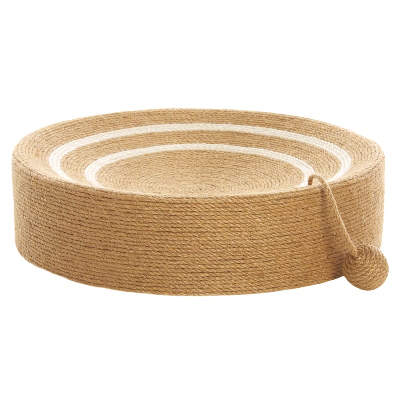 SAFAVIEH Home Natural Ivory 16"W x 16"L x 4"H Cat Scratch Toy Round Jute Bed - 16''W x 16''L x 4''H