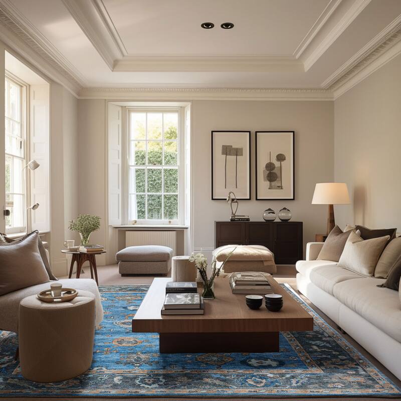 ECARPETGALLERY Hand-knotted Modern Oushak Blue Wool Rug - 9'1 x 11'10