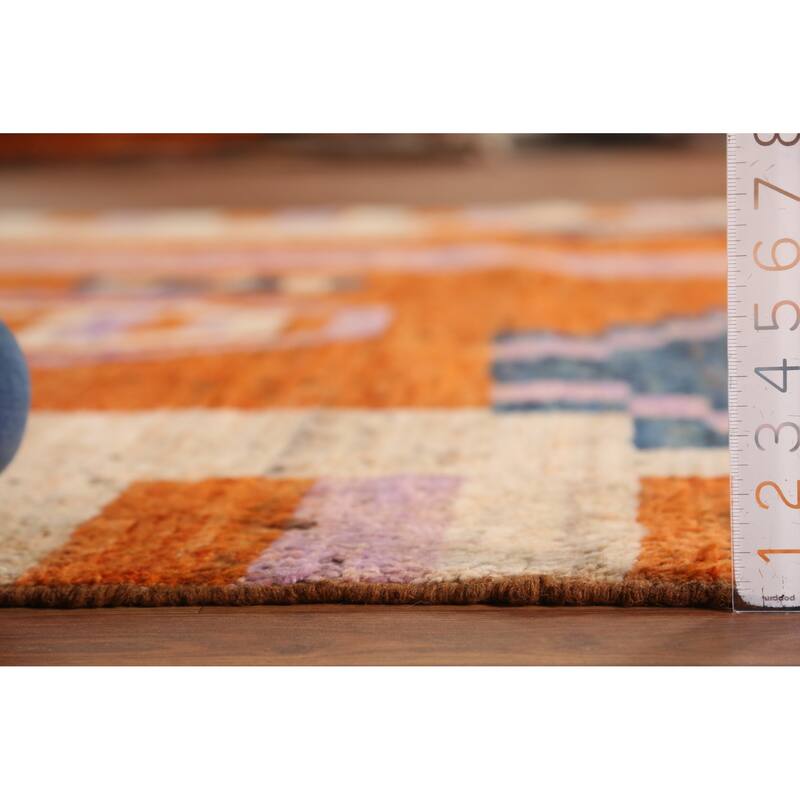 Moroccan Oriental Area Rug Handmade Orange Wool Carpet - 8'2" x 10'1"