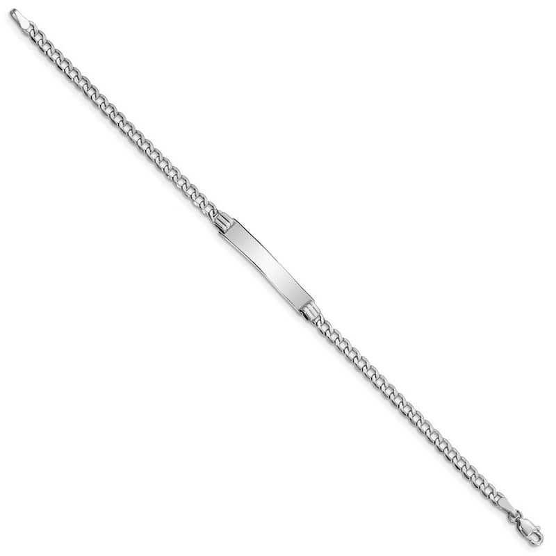 Curata 5mm 14k White Gold Engravable Polished ID With Semi solid Miami Curb Bracelet