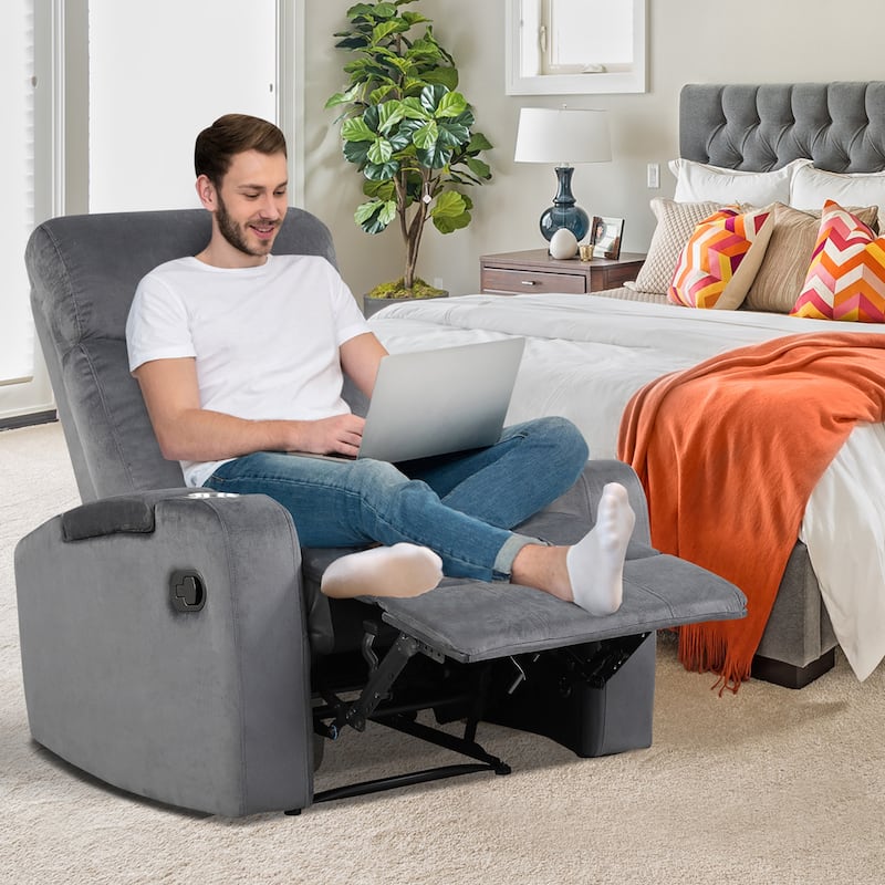 Costway Recliner Chair Single Sofa Lounger with Arm Storage & Cup