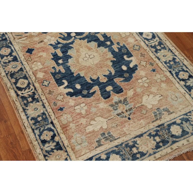 Hand Knotted Oriental 100% Wool Carpet Transitional All-Over Oranges & Rust Oushak Runner Rug - 8' 2'' X 2' 11''