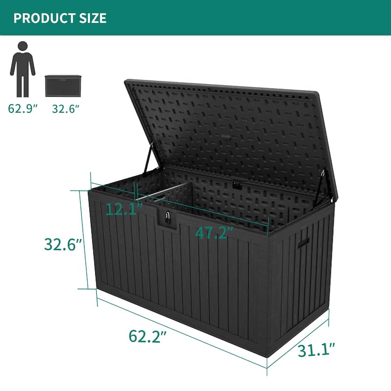 180-230 Gallon Outdoor Storage Waterproof Deck Box