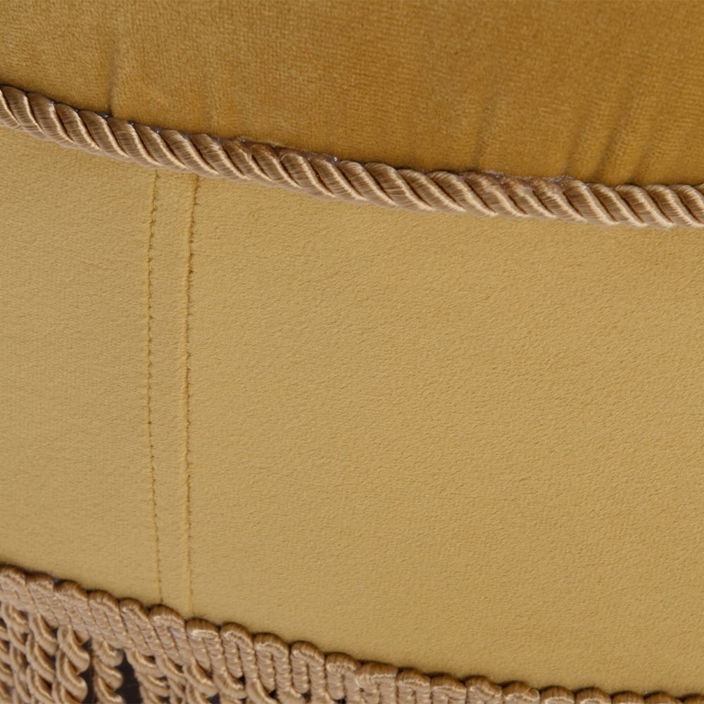 Button Tufted Round Accent Ottoman, Velvet Upholstered Makeup Stool, Fabric Single Bench with Gold Tassel Trim