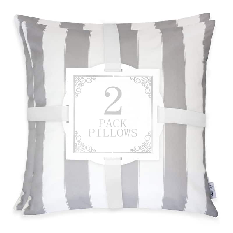 Olivia Striped Outdoor Throw Pillow - Grey - 20x20 - Set of 2