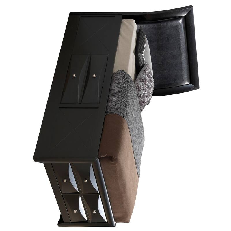 Panel Twin Bed with Storage Drawers - 85" - Black