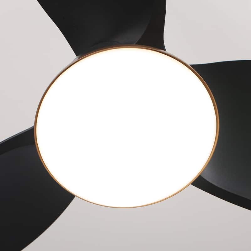 28" Black Modern Dimmable LED Ceiling Fan with Light and Remote