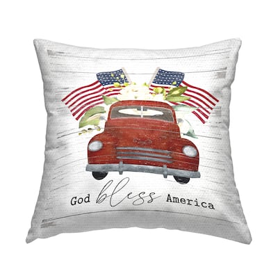 Stupell God Bless America Vintage Truck Printed Outdoor Throw Pillow Design by Lettered and Lined