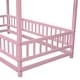 preview thumbnail 11 of 13, Kids Bed Floor Wooden Bed with House Roof Frame and Fence Guardrails DIY Decor
