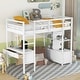 preview thumbnail 2 of 8, Twin Loft Bed with Desk, Drawers & Shelves, Space-Saving, White Finish