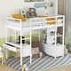 preview thumbnail 13 of 22, Twin Size Pine Wood Loft Bed with Built-in Desk and Storage Twin - White