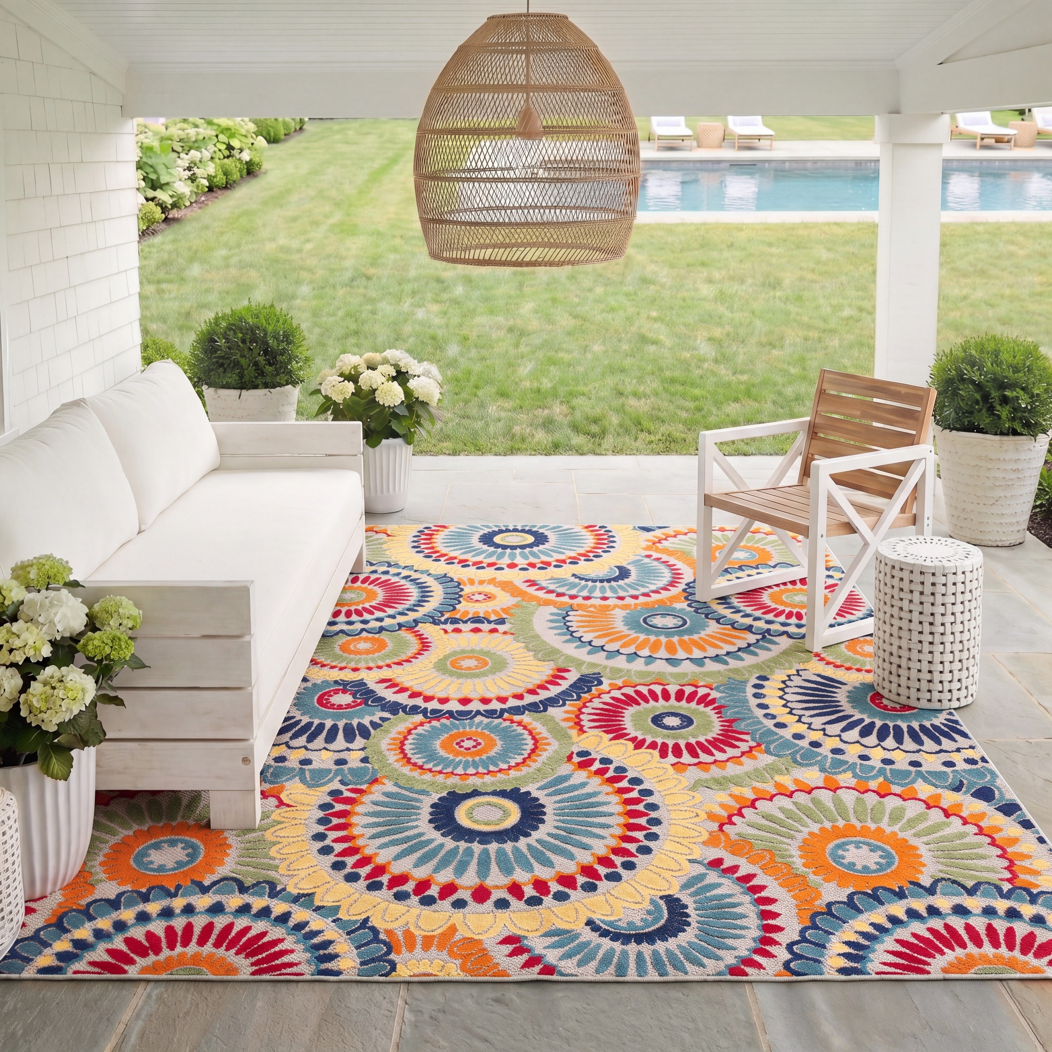 SAFAVIEH Cabana Marii Indoor/ Outdoor Waterproof Patio Floral Rug