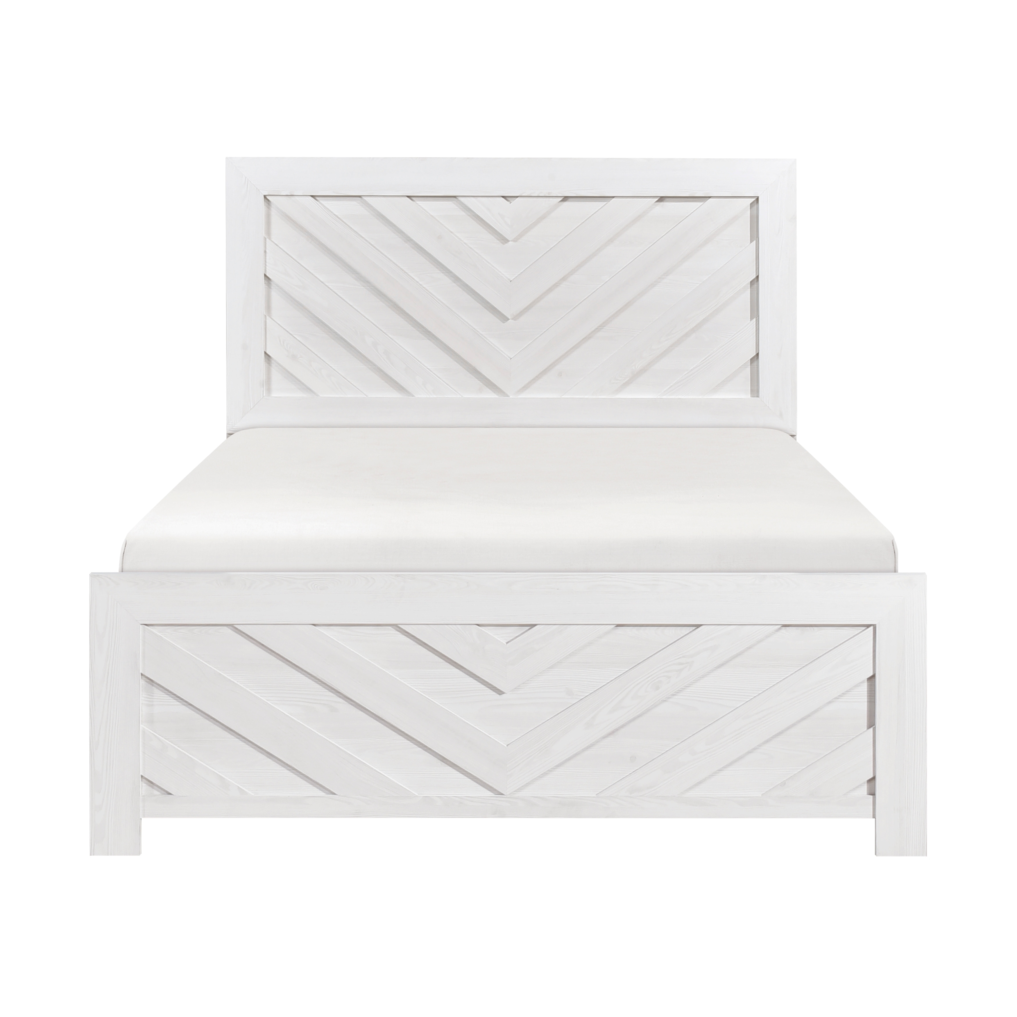 Contemporary White Finish Queen Size Panel Bed Wooden Bedroom Furniture 1pc