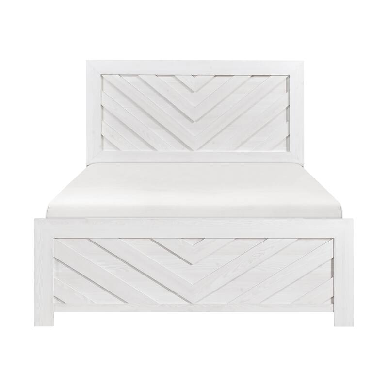 Contemporary White Finish Queen Size Panel Bed Wooden Bedroom Furniture 1pc