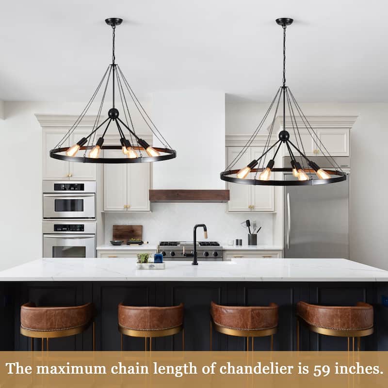 8-Light Circle Wagon Wheel Chandelier Linear Sputnik Chandelier Lighting for Kitchen Island