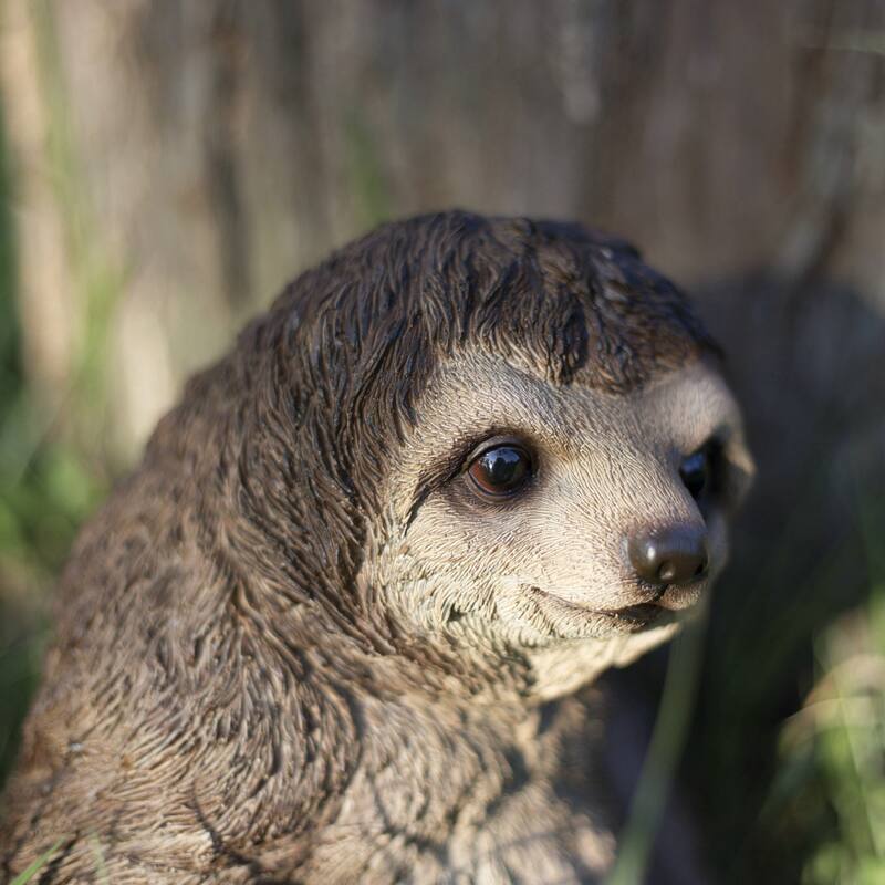 Sitting Sloth Outdoor Garden Statue - 14" - Brown