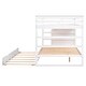 preview thumbnail 8 of 7, White Full-over-Full Pinewood Bunk Bed with Twin Trundle, 3 Storage Stairs, and Full-Length Guardrail