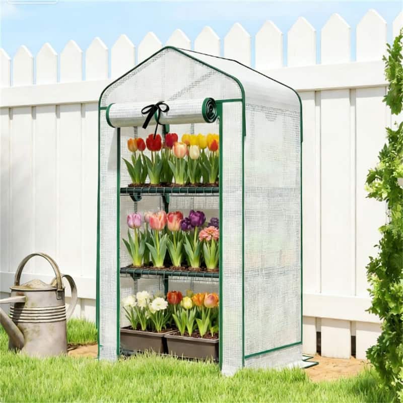 Mini Greenhouse, Plant Rack - white - Metal