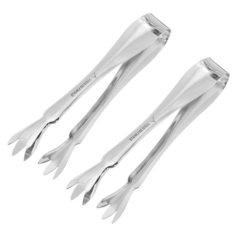 Serving Tongs, 2pcs Stainless Steel Ice Tongs, Mini Sugar Tongs Silver