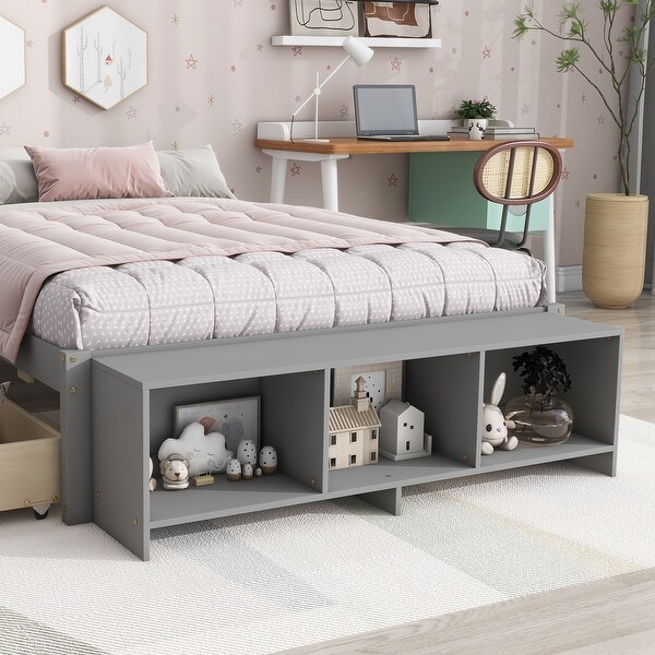 Small double grey bed with storage cheap