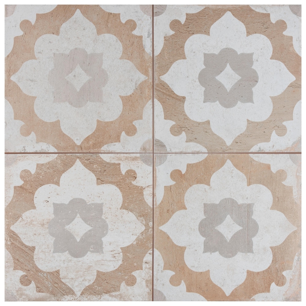 Merola Tile Kings Clay Blossom 17-5/8" x 17-5/8" Ceramic Floor and Wall Tile